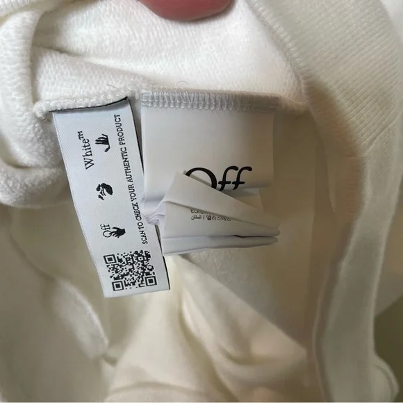 Off-White Printed Cotton-Jersey Hoodie in White sz M - Picture 7 of 11